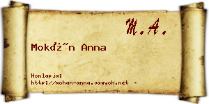 Mokán Anna névjegykártya